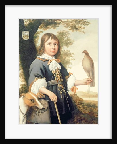 Boy with a falcon and a greyhound by Bernard Vaillant