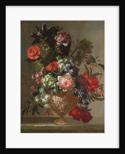 Still life of flowers in a sculpted vase by Jean-Baptiste Monnoyer