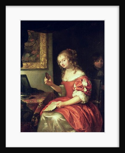 Young Woman with Letter and Locket, 1667 by Caspar Netscher