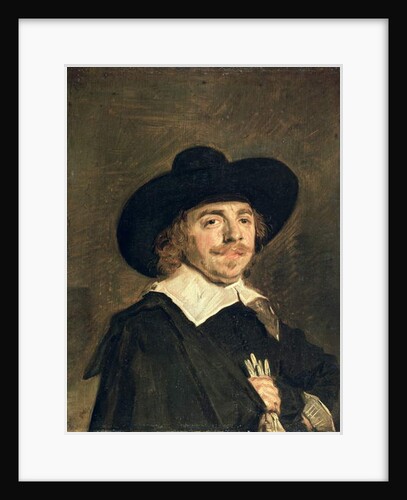 A Small Portrait of a Man Holding Gloves, c.1642 by Frans Hals