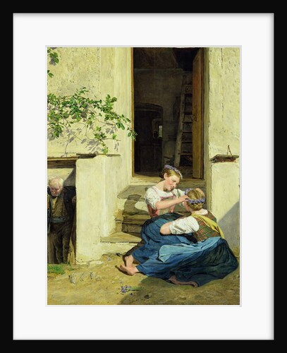 Girls making garlands, 1846 by Ferdinand Georg Waldmuller