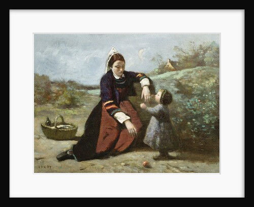 Breton Woman and her Little Girl, 1855-65 by Jean Baptiste Camille Corot