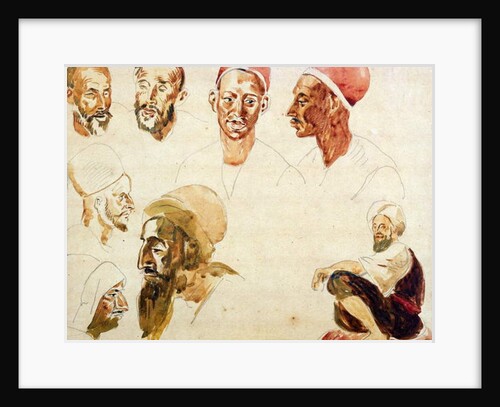 Sketches of Heads by Ferdinand Victor Eugene Delacroix