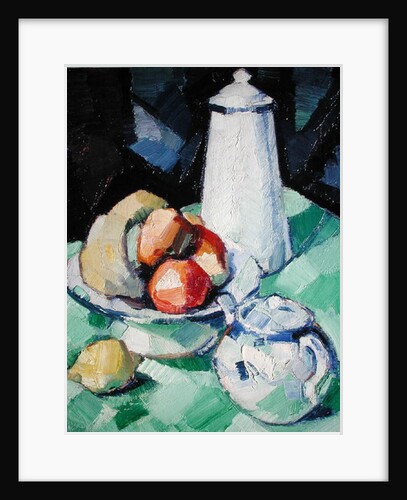 Still Life with Teapot and Fruit on a green Tablecloth, c.1913 by Samuel John Peploe