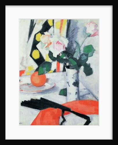 Still Life: Roses in a Chinese Vase with Black Fan, 1924 by Samuel John Peploe