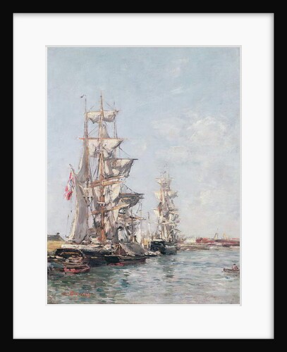 Three-masted Boats at the Quay in Deauville Harbour, c.1888-89 by Eugene Louis Boudin