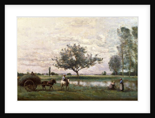 Haycart beside a River by Jean Baptiste Camille Corot