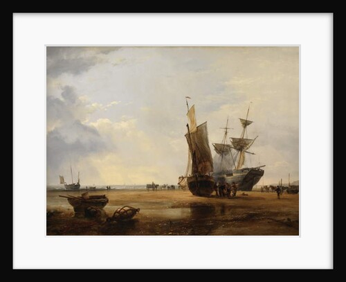 Brig on Sands: Vessels on the Sands at Hastings , 1836 by Edward William Cooke