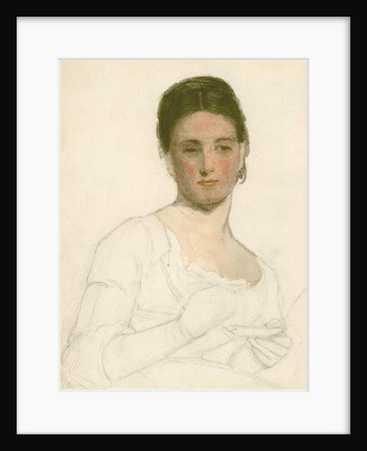 Sketch of a young woman holding a cup and saucer, c.1875 by William Bright Morris