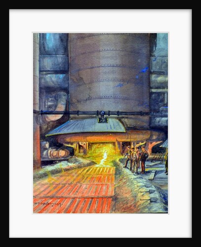 Steel workers casting girders, 1917 by Charles John de Lacy