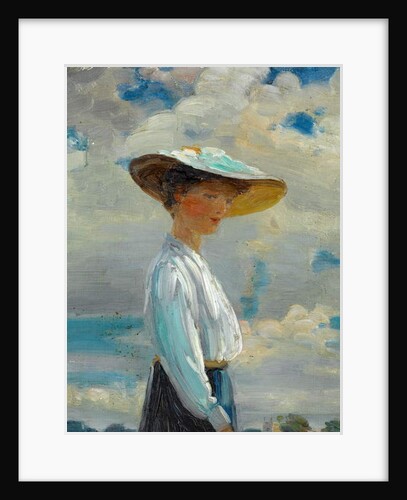 Half-length Figure Study of a Lady in a Wide-brimmed Hat by Walter Bonner Gash