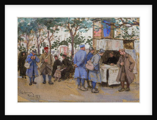 Soldiers at a News Stand, Paris, 1917 by Ethel Hunter