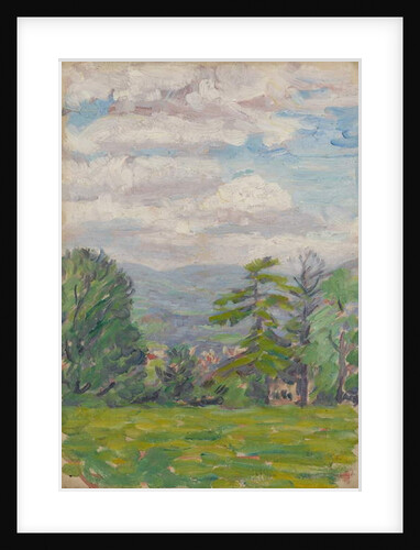 View through meadow and tree with valley beyond by Arthur Haythorne Studd