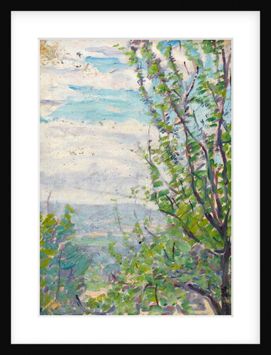 Blue sky and clouds with branches of fruit trees to the fore by Arthur Haythorne Studd