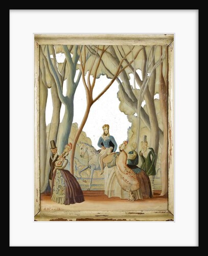 Figures promenading in a wooded park, c.1930 by Rex Whistler