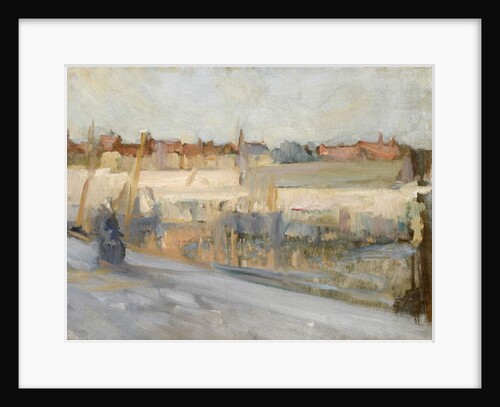View across a harbour, possibly Boulogne Sur Mer by Albert de Belleroche