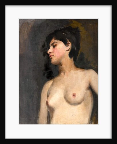 Bust length female nude, 3/4 view, black background - c.1880 by Albert de Belleroche