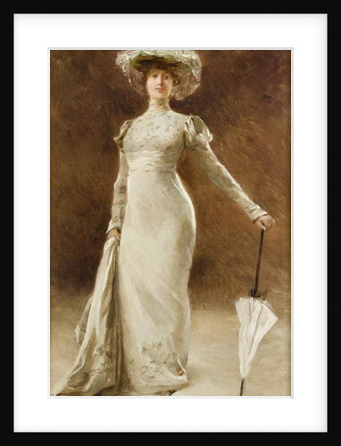 Portrait of a Woman with a Parasol by Edouard Francois Zier
