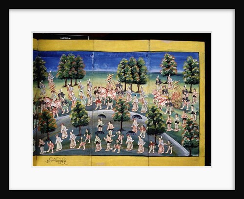 Merit making scene, page from a manuscript by Burmese School