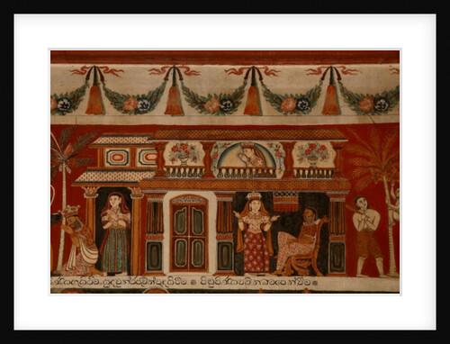 Wall painting depicting a singhalese house in the Subdharama Temple, Dehiwala by Sri Lankan School