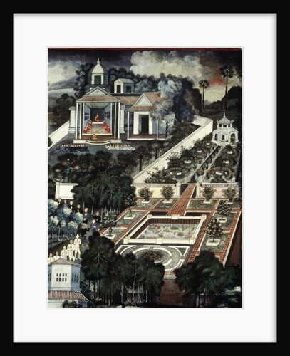 Detail of a monastery with a garden by Inkhong Krua