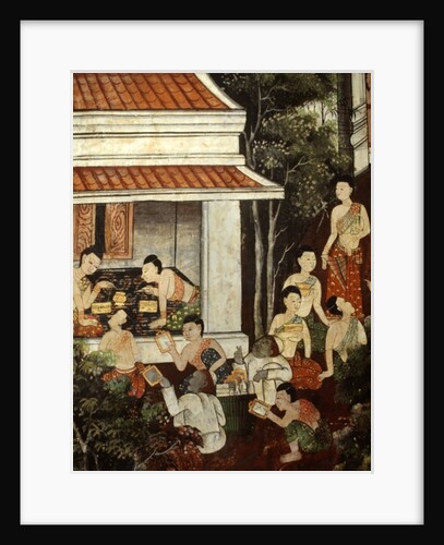 Palace ladies buying jewellery and mirrors from Muslim merchants, Rattanakosin style by Thai School