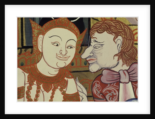 Contemporary painting in the classical style showing Thai and western people by School Thai