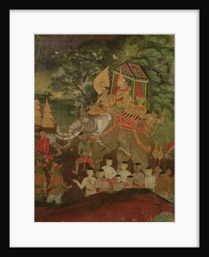 King Sanjaya on an elephant, Wat Suwannaram, Dhonburi, 1831 by Thai School