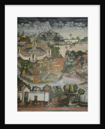 Town of Phitsanulok and fountain with statues of the Buddha, Wat Bowonniwet Vihara, Bangkok by Thai School