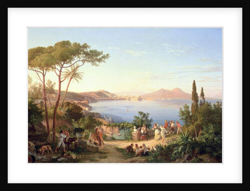 Bay of Naples with Dancing Italians, c.1850 by Carl Wilhelm Goetzloff