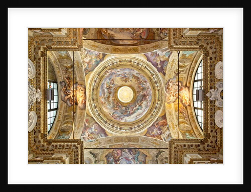 The dome with the representation of the Coronation of the Virgin, detail, last twenty-seventeenth century by Domenico the Elder Piola