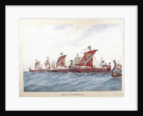 Representation of the fleet of King Olaf I of Norway, 1885 by Rafael Monleon y Torres