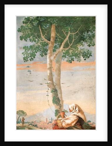 The Elderly Peasant Woman Seated Beneath a Tree with a Basket of Eggs by Giandomenico Tiepolo