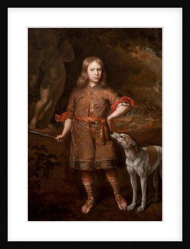 Portrait of a Boy as a Hunter Holding a Boar Spear with a Greyhound, mid-1670s by Jacques Vaillant