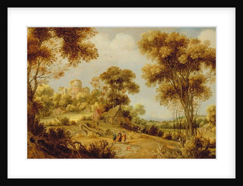 An Extensive Wooded Landscape with Christ on the Road to Emmaus, c.1609-29 by Gillis Claesz d' Hondecoeter