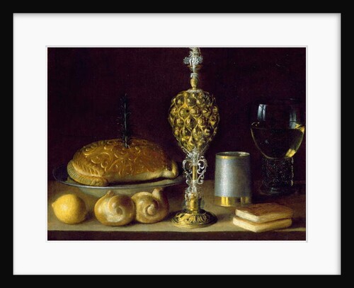 A Still Life of Drinking Vessels, a Pineapple Cup, a Lemon, Bread and Two Small Books by Sebastian Stoskopff