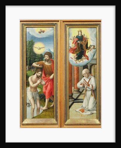 The Baptism of Christ and St. Ildefonso: A Pair of Altarpiece Wings by Master of the Female Half Lengths