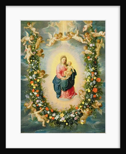 The Madonna and Child in a Floral Garland by Jan & Balen Hendrik van Brueghel