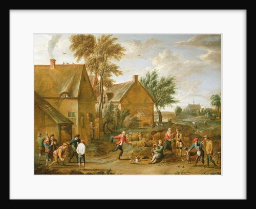 A Game of Bowls by a Tavern by Alexander van Bredael