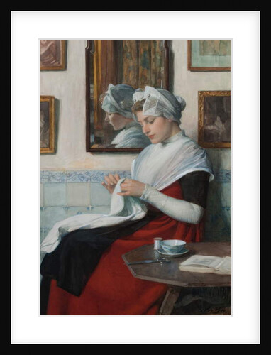 An Amsterdam Orphan Girl Sewing, c.1890 by Nicolaes van der Waay