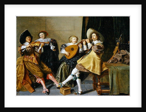 An Elegant Company Playing Music in an Interior by Dirck Hals