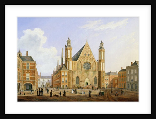 The Binnenhof in the Hague with a View of the Ridderzaal with Soldiers and other Figures in the Courtyard by Augustus Wynantz