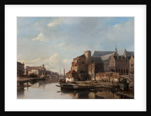A Capriccio View of a Dutch Town Along a River by Kaspar Karsen