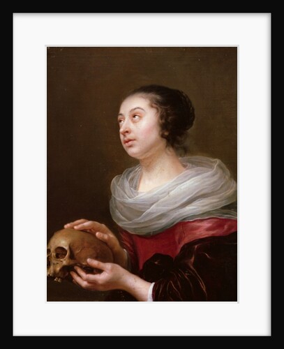 A young woman holding a skull, 1640s by Jan Olis