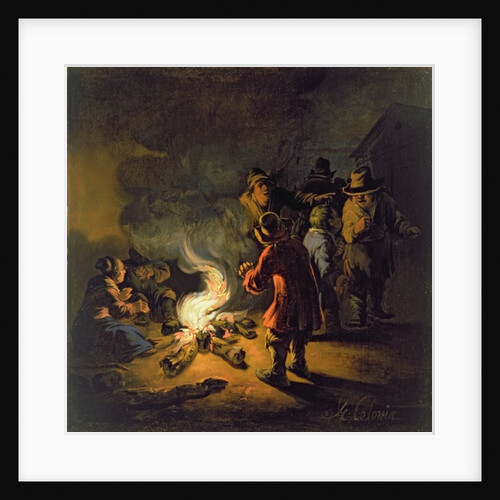 Peasants around a bonfire by Adam Colonia