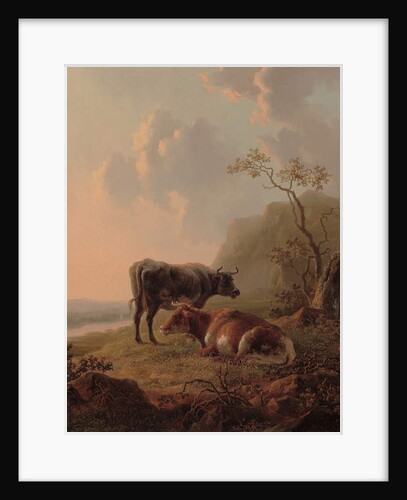 Cattle in an Italianate landscape by Jacob van Strij