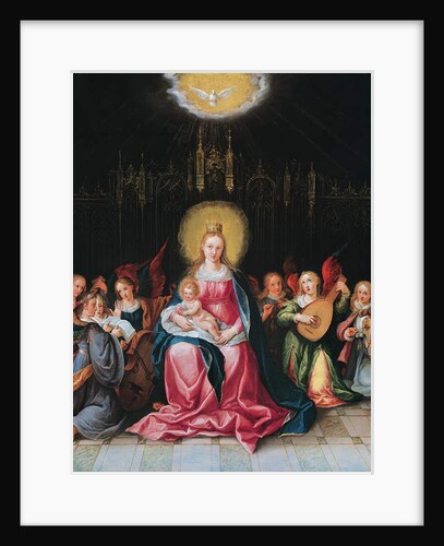 The Virgin and Child surrounded by seven music-making angels by Cornelis de I Baellieur