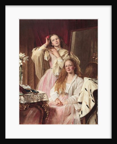 Portrait of Emma and Frederica Bankes of Soughton Hall at their dressing table, 1869 by Henry Tanworth Wells