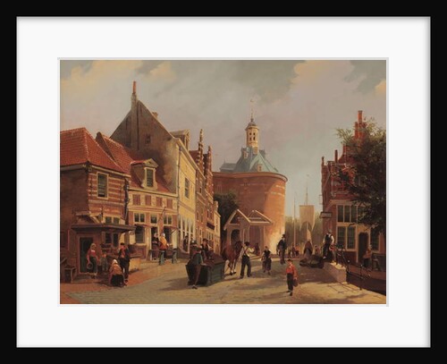 A View of the Zuiderspui with the Drommedaris in the City of Enkhuizen by Oene Romkes de Jongh