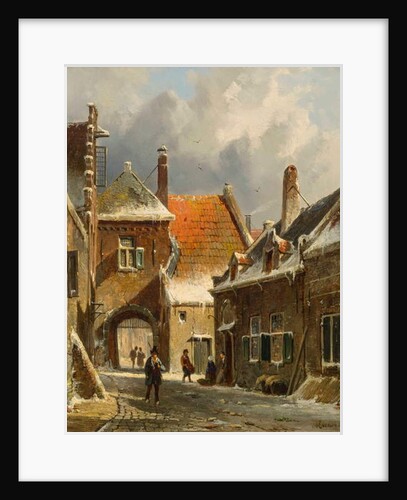 A Winter Street Scene, 19th century by Adrianus Eversen